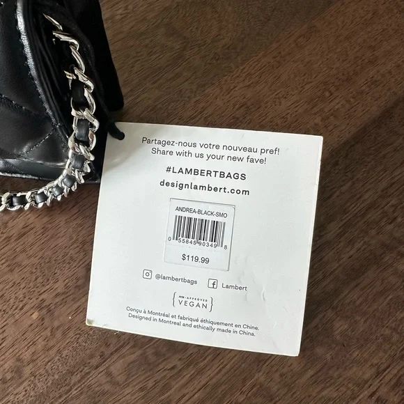 Lambert Andrea Black Vegan Leather Quilted Women's Bag - Picture 5 of 7